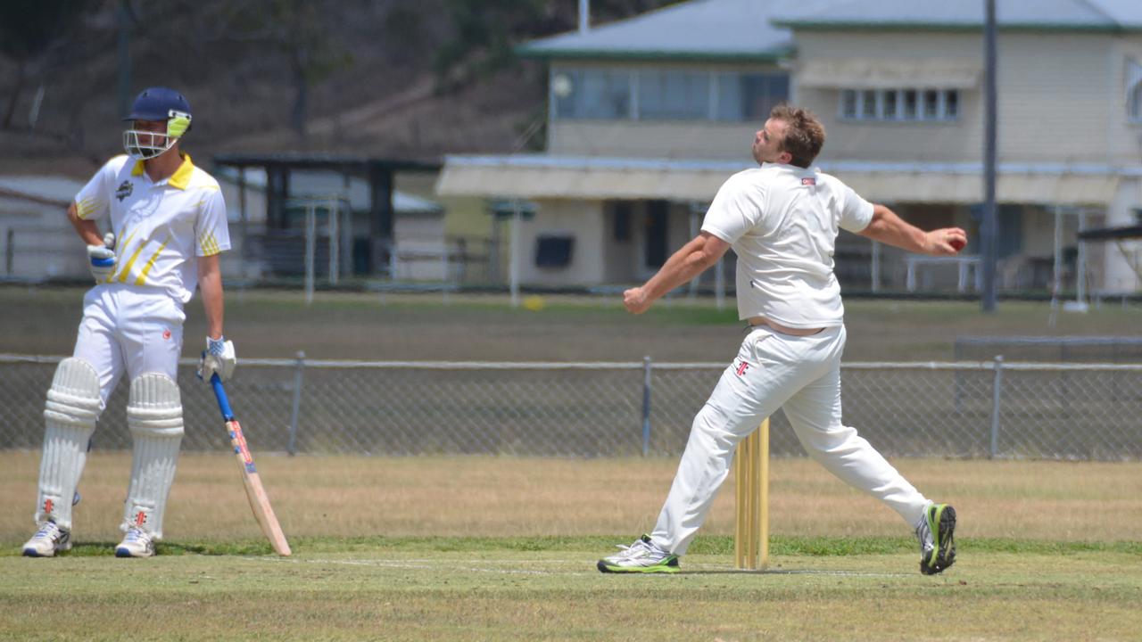 Nanango Scorpion's Barry Heyns serves the ball to Wondai at the senior cricket match in Wondai on Saturday, November 16. (Photo: Jessica McGrath)