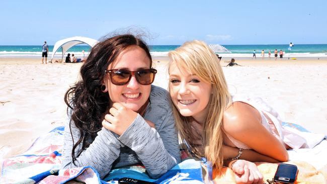 Enjoying pristine weather and calm conditions at Coolum Beach were Aimee Cahill and Meaghan Ward. Photo: John McCutcheon / Sunshine Coast Daily.