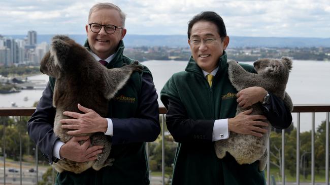 Anthony Albanese has met with Japanese PM Fumio Kishida in Perth. Picture: NCA NewsWire/Sharon Smith