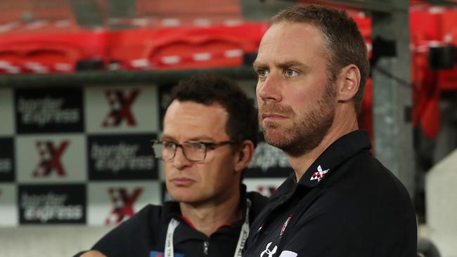 Essendon CEO Xavier Campbell and coach Ben Rutten have some testing times ahead. Picture: Michael Klein