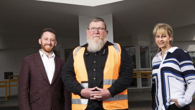 Real estate agent John McGregor, Glenorchy City Council's operations and maintenance supervisor Tim Horton and Aurora Disability Services executive officer Angelique Payne were three of 100 residents interviewed as part of the Beyond the Curtain campaign. Picture: CHRIS KIDD