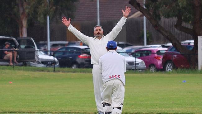 David Collins celebrates a wicket for Long Island. Picture: Facebook