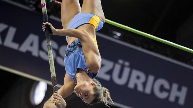 Nina Kennedy competes in the women's pole vault during the Diamond League athletics meeting Weltklasse at Zurich's main train station. Picture: AFP