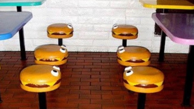 The cheeky burger seats brought a bit of fun to the restaurant. Picture: Bored Panda