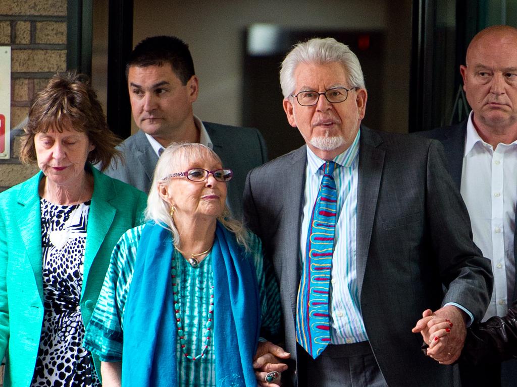 Artist and television personality Rolf Harris leaves court with his wife Alwen Hughes after being found guilty of 12 indecent assault charges at Southwark Crown Court. (Photo by Ben A. Pruchnie/Getty Images)