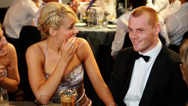 Hayley and Adam Cooney on the night of his Brownlow Medal win.