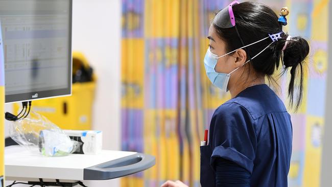 SYDNEY, AUSTRALIA - NCA NewsWire Photos OCTOBER, 01, 2020: Doctors at work in the expanded emergency department at Bankstown-Lidcombe Hospital in Sydney. Picture: NCA NewsWire/Joel Carrett