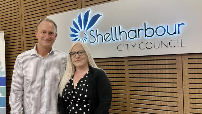 Shellharbour deputy mayor Kellie Marsh alongside mayor Chris Homer. Picture: Dylan Arvela