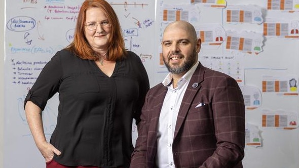 Synergy IQ director Michelle Holland and chief executive Daniel Franco at the firm’s Pirie St offices. Picture: Kelly Barnes