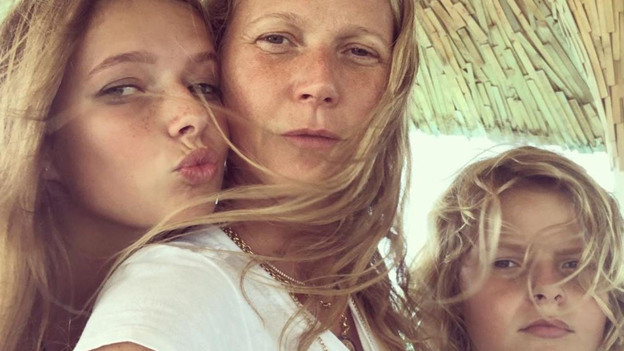 Paltrow with children Apple and Moses.