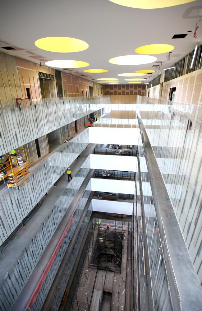 The fancy atrium is a centrepiece at the Northern Beaches Hospital site. Picture: Damian Shaw.