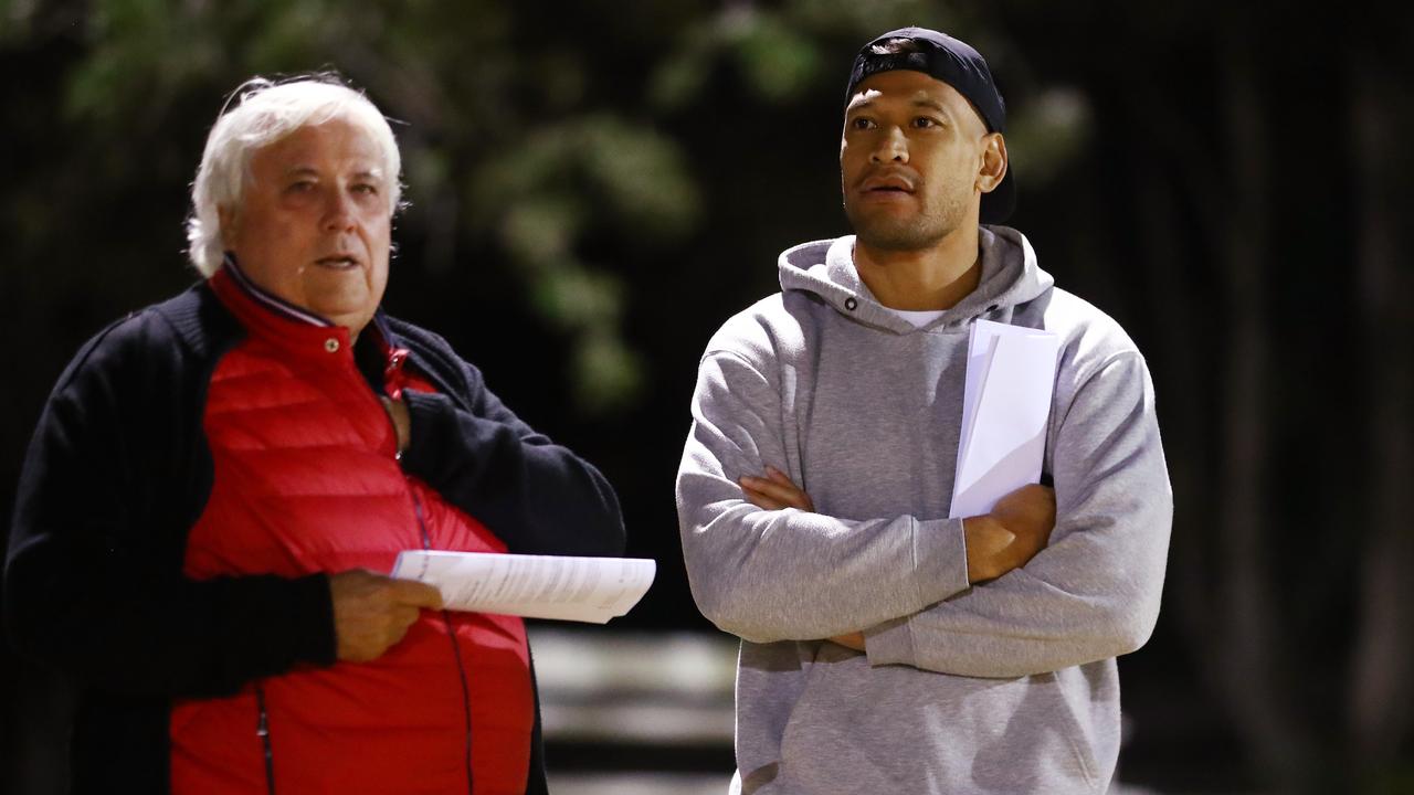 Clive Palmer and Israel Folau together on the Gold Coast. Picture: Chris Hyde/Getty Images