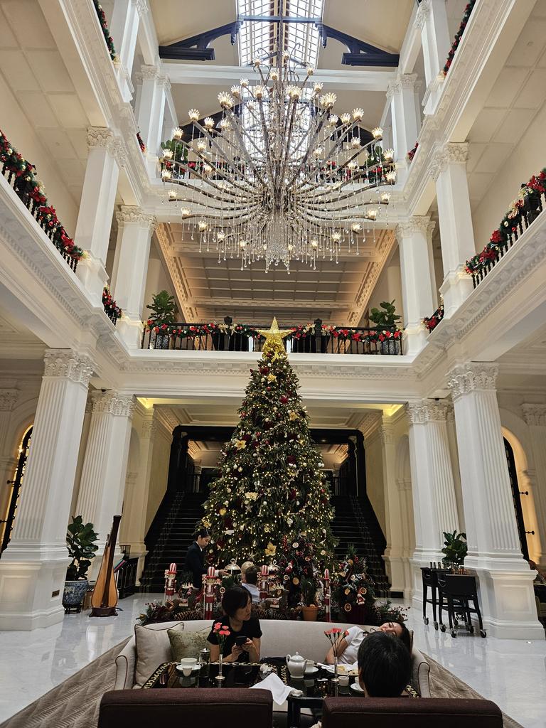 The atrium at Christmas time is truly magical, with guests overlooked by a $1.2 million crystal chandelier, which is hand cleaned by a dedicated team.