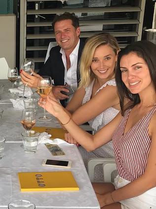 The couple out at Otto celebrating the engagement. Picture: Instagram/@jasyarby