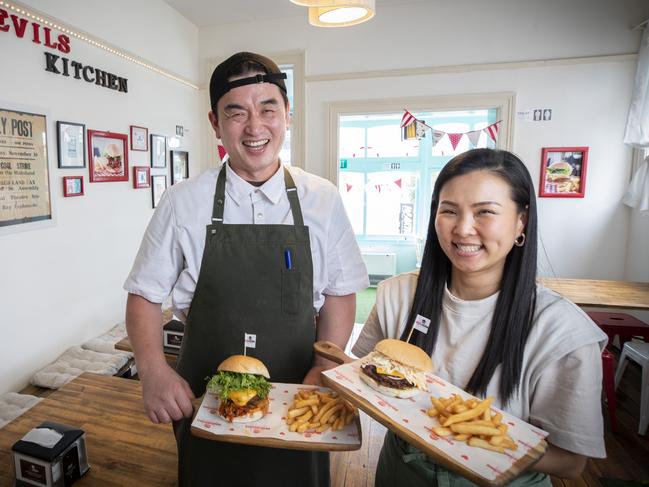 The Devils Kitchen Cafe’s owner/ chef Ojin Jeong and manager Dana Lee. Picture: Chris Kidd