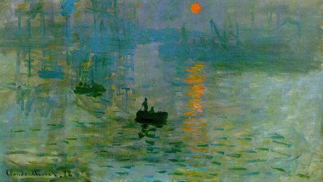 Detail from Impression: Sunrise by artist Claude Monet. Musee Marmottan Monet