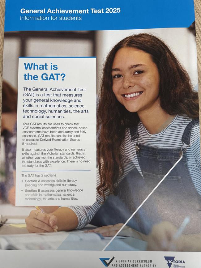 The exam authority was forced to correct two more cover sheet errors relating to this year’s GAT. Picture: Supplied
