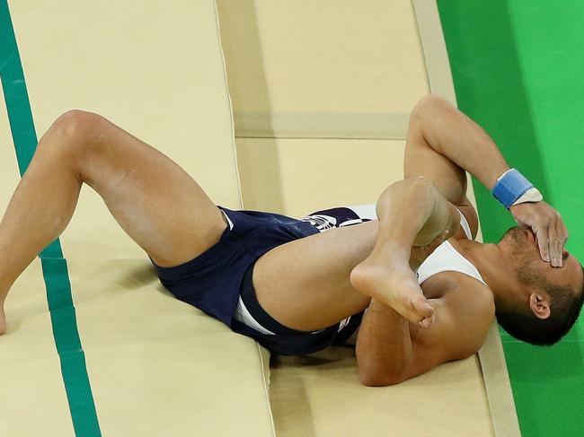 Samir Ait Said of France broken his leg in the gymnastics