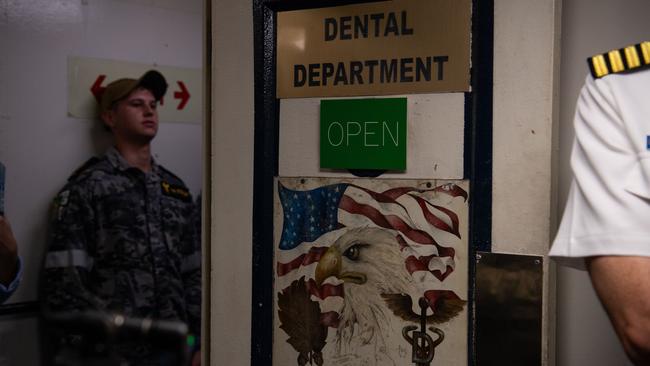 On board the USS Emory S Land naval maintenance vessel, which docked in Darwin for a routine visit in May, 2024. Picture: Pema Tamang Pakhrin