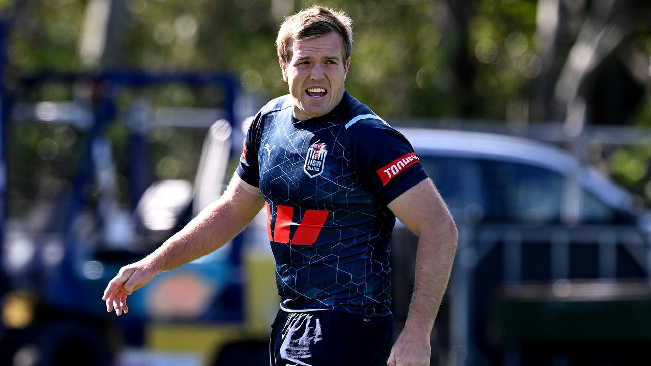 BRISBANE, AUSTRALIA - JULY 15: Jake Trbojevic is seen during a New South Wales State of Origin team training session at Ballymore Stadium on July 15, 2024 in Brisbane, Australia. (Photo by Bradley Kanaris/Getty Images)