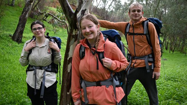 Operation Flinders Next Step participants Tanaya, Mady and Tyler train for the Kokoda Track. Picture: Supplied