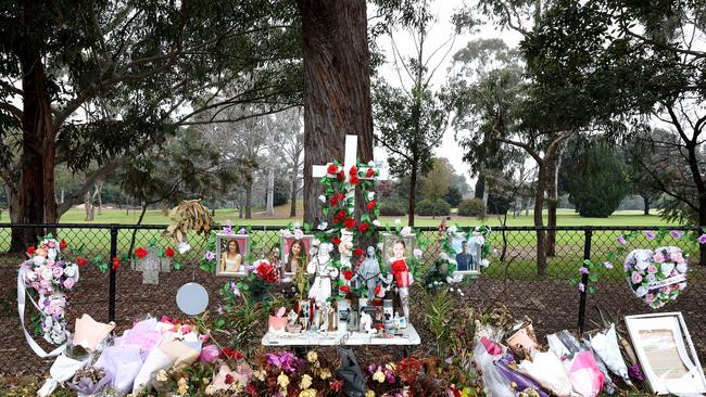 The makeshift memorial site where the children were killed. Picture: Toby Zerna