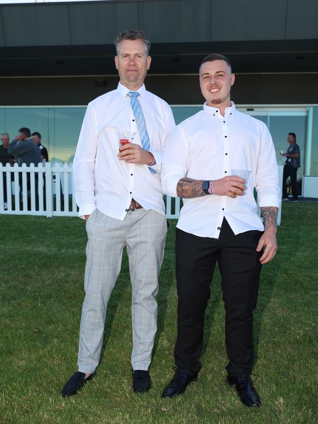 MELBOURNE, AUSTRALIA - MARCH 15 2024 Lee Shankland and Brandon Smith attend the 2024 Pakenham Cup Picture: Brendan Beckett