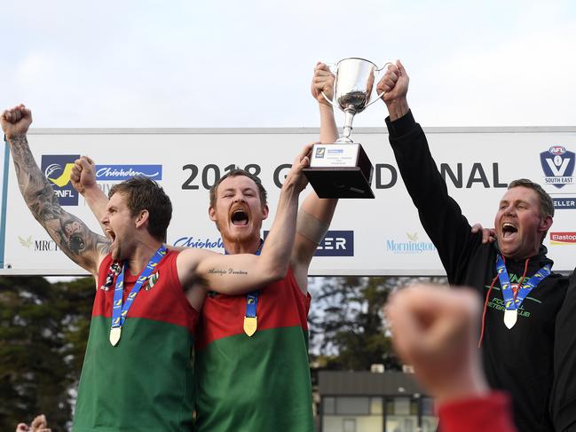 Paddy Swayn took Pines to last year’s MPFNL premiership. Picture: Andy Brownbill