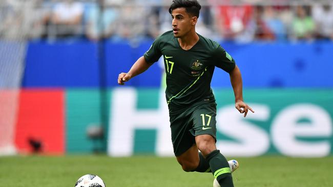 Daniel Arzani came on late and nearly turned the game for Australia. Picture: AFP.