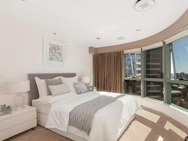 One of the bedrooms at 149/35 Howard St, Brisbane. Picture: CoreLogic