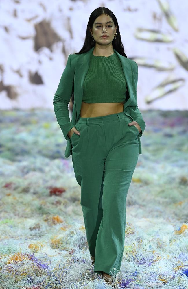 Green with envy! A matching jacket and trousers from Bec &amp; Bridge. Picture: Getty Images