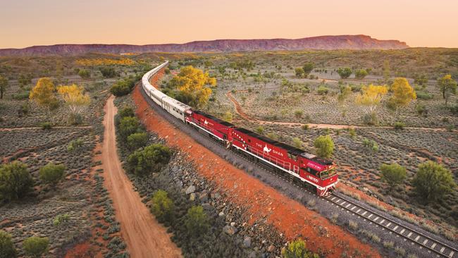 The Ghan leaves the MacDonnell Ranges behind.