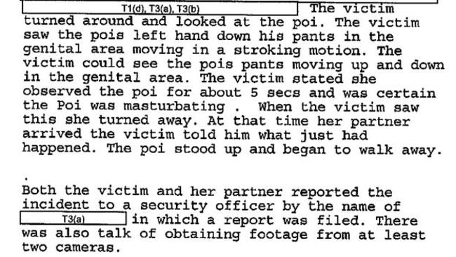 An excerpt from a police report obtained by FOI request to NSW Police.