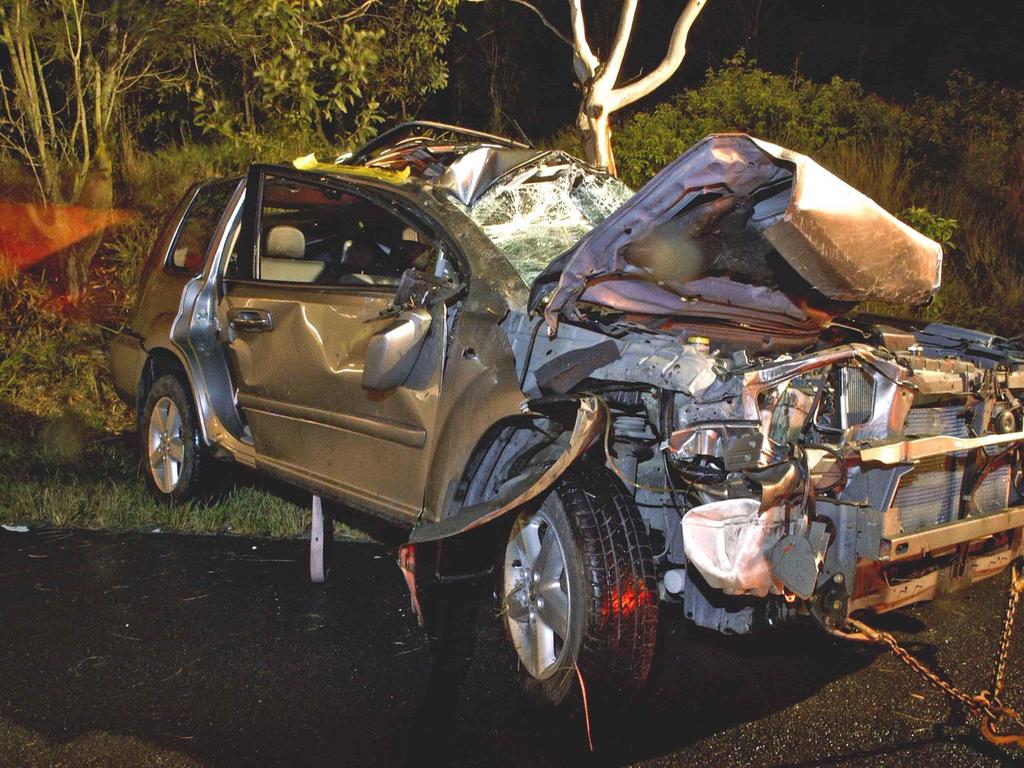 Dinesh Palipana’s car after the crash.