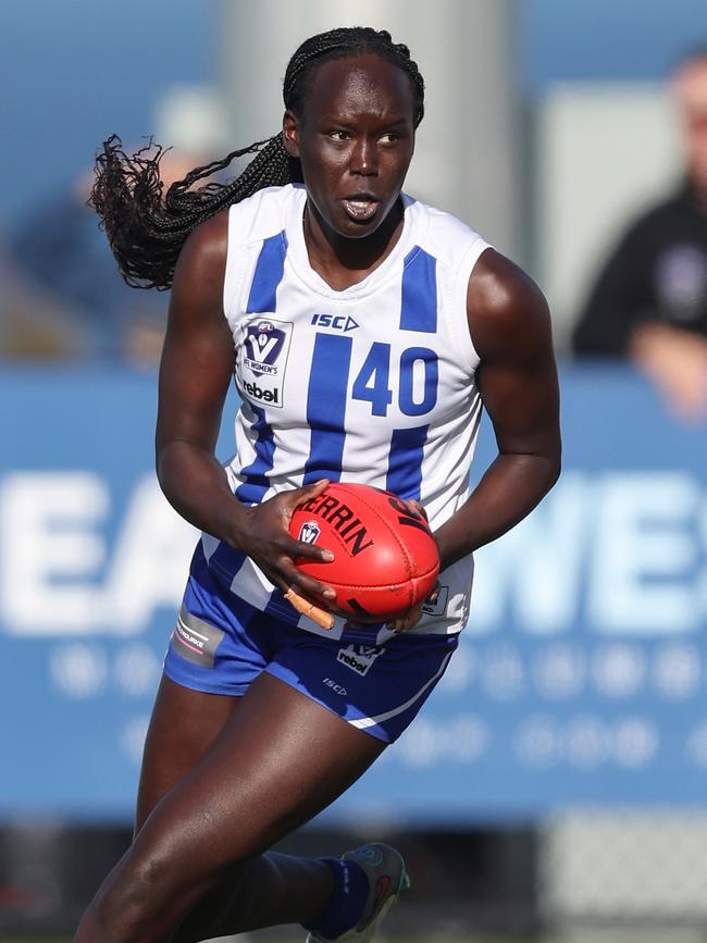 Nyakoat Dojiok of the Kangaroos. (Photo by Rob Lawson/AFL Photos)