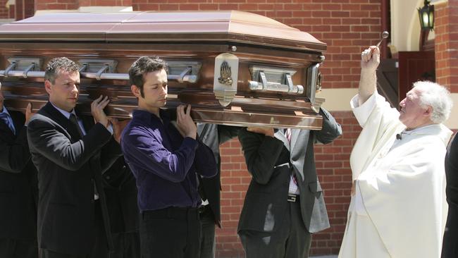 The funeral of Peter and Angela Menegazzo at St Andrews in Victoria.