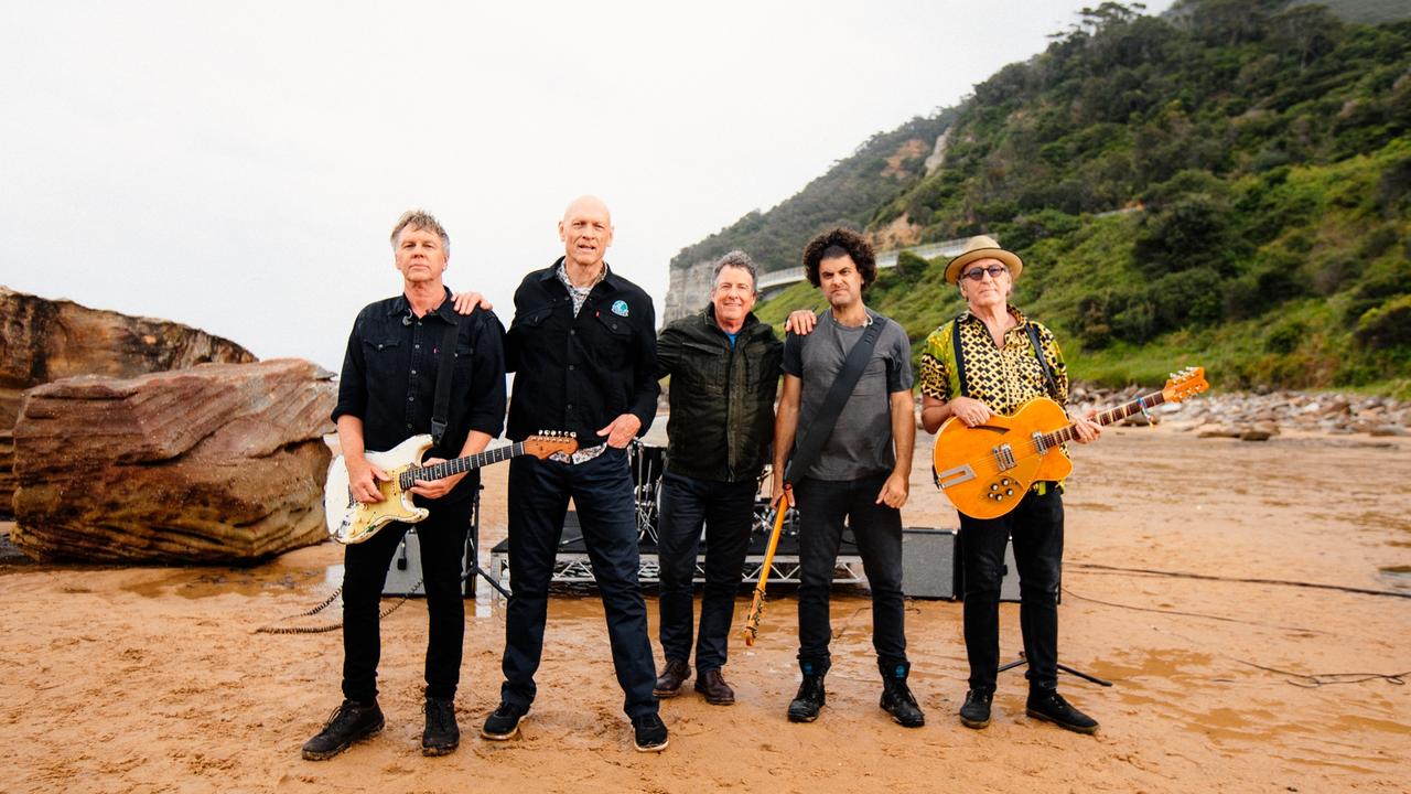 Adam Ventoura (second right) joined the touring line-up of Midnight Oil. Picture: Jess Gleeson / Supplied