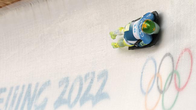 Narracott hurtles down the bumpy surface at National Sliding Centre. Picture: Getty Images