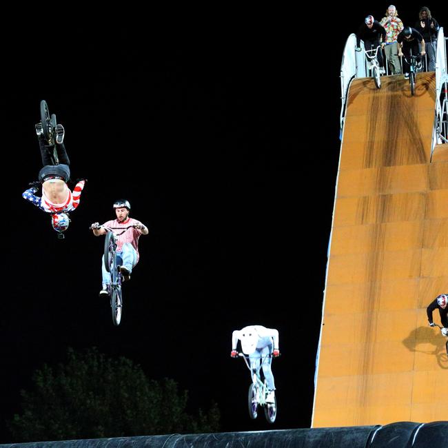 Nitro Circus at Kardinia Park on March 7, 2022. Stunts, crowd reactions, fireworks, plenty of colour. Picture: Mark Wilson