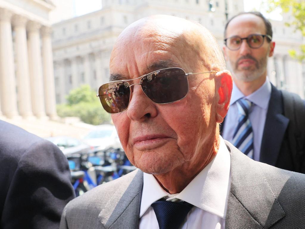 British billionaire owner of Tottenham Hotspur Joe Lewis is escorted by his attorneys after leaving Manhattan Federal Court on July 26, 2023 in New York City. Picture: Michael M. Santiago/Getty Images via AFP