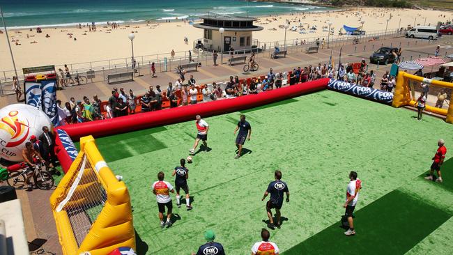 The celebrity All-Star match after Fox Sports’ Asian Cup trophy launch at Bondi Beach.