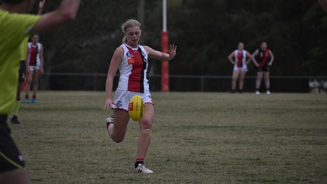 Under-17 Girls division 1 action between the Victoria Point Sharks and Yeronga Devils. Sunday May 14, 2023. Picture: Nick Tucker