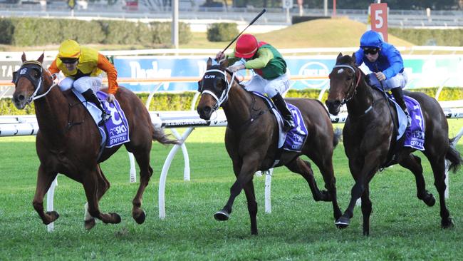Decision Time, left, looks great value at Rosehill on Saturday. Picture: Simon Bullard