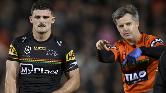 NRL 2024 RD24 Penrith Panthers v Melbourne Storm - Nathan Cleary, injury. Picture: NRL Photos