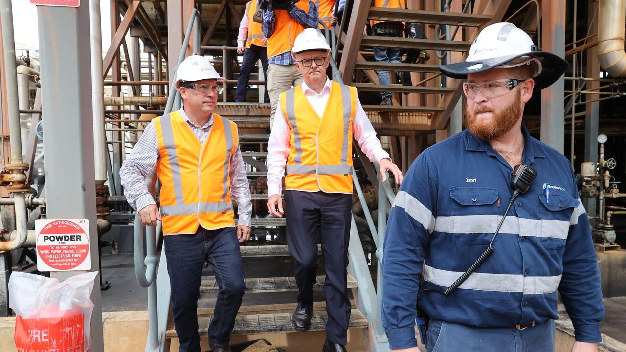 Labor leader Anthony Albanese pictured at the Northern Oil Refinery in Gladstone QLD today. Picture: Sam Ruttyn