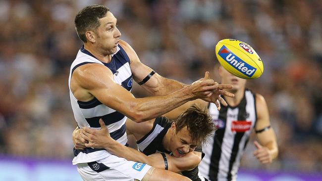 Harry Taylor in action against Collingwood last week. Picture: Michael Klein.