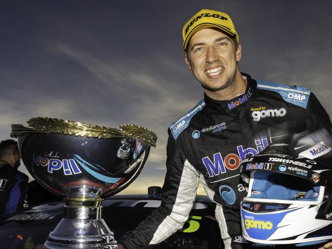 HOBART, AUSTRALIA - APRIL 18: Chaz Mostert drives the #25 Mobil1 Appliances Online Racing Holden Commodore ZB celebrates after winning race 3 for the Tasmania SuperSprint which is part of the 2021 Supercars Championship, at Symmons Plains on April 18, 2021 in Hobart, Australia. (Photo by Daniel Kalisz/Getty Images)