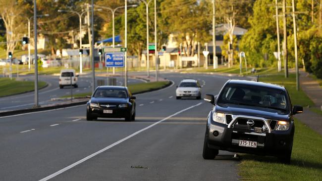 A unmarked speed camera parked along Gooding Drive on the Gold Coast. Picture: Jerad Williams