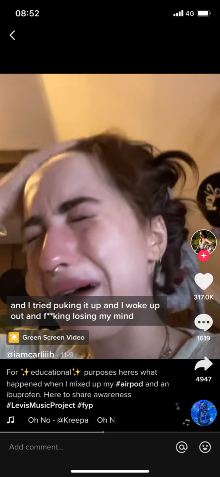 Carli was visibly upset in her TikTok video. Picture: TikTok.