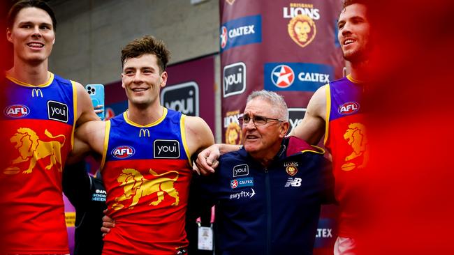 Josh Dunkley (second from left) jumped ship from the Bulldogs to chase premiership success with the Lions. Picture: Dylan Burns/AFL Photos via Getty Images